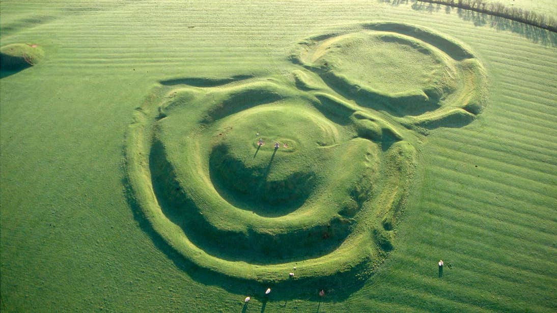 An aerial view of the remains of Hill of Tara, County Meath