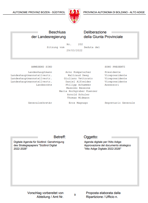 Digitale Agenda: Südtirol digital 2022-2026"