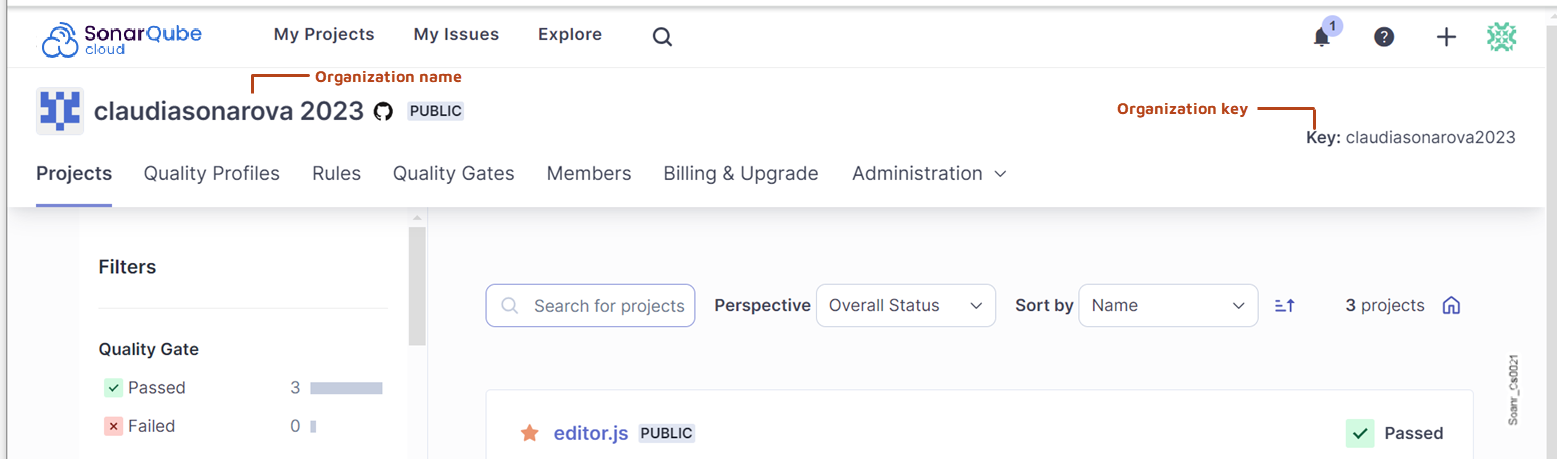 Retrieving and viewing your organizations | SonarQube Cloud Documentation