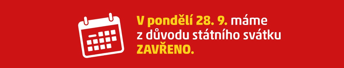 V pondělí 28. 9. máme z důvodu státního svátku ZAVŘENO.