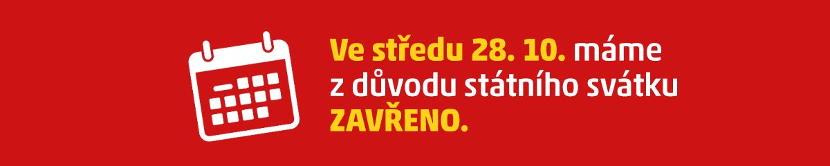 Ve středu 28. 10. 2026 máme z důvodu státního svátku ZAVŘENO.