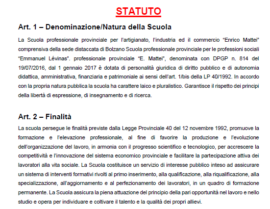 Statuto della Scuola