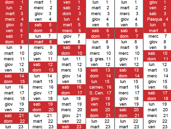 Un calendario scolastico