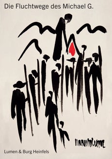 Sun la piedies di troies da se n mucé tres i crëps va ite “LUMEN. Museum per fotografia da mont” sun Plan de Corones y l Ciastel Heinfels tl Osttirol. (Foto: Hans Salcher, „Tusche auf Bütten“, 2024)