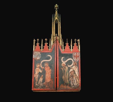 Gotisches Meisterstück: Der um 1370 entstandene Flügelaltar ist bis November 2023 
in Schloss Tirol zu sehen. (Foto: Tiroler Landesmuseen)