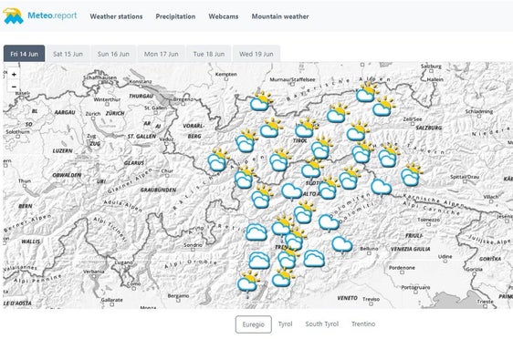 Il nuovo bollettino meteo dell’Euregio fornisce previsioni del tempo per l’intera Euroregione Tirolo-Alto Adige-Trentino. 