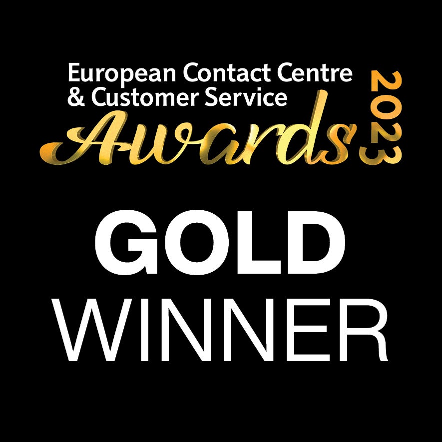 European Contact Centre & Customer Service Awards 2023 Gold Winner badge