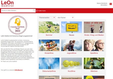 LeOn Südtirol, das Bildungsmedien- und Filmportal Südtirols, ist mit dem Comenius-EduMedia Siegel 2022 der deutschen Gesellschaft für Pädagogik, Information und Medien ausgezeichnet worden. 