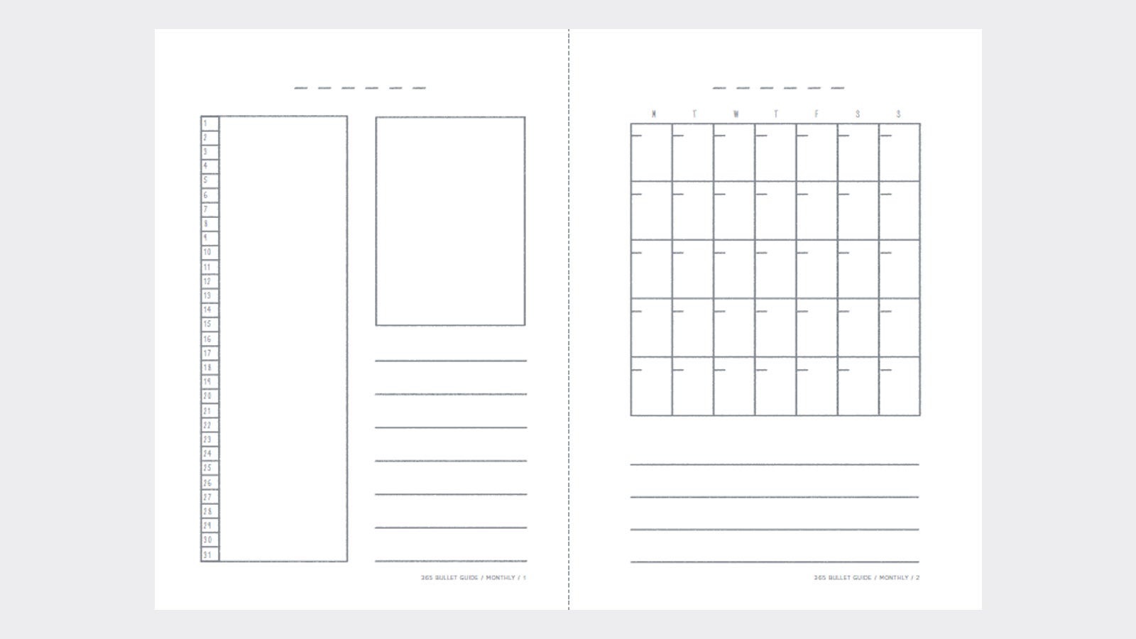 Print these bullet journal diary templates for 2019 from The 365 Bullet