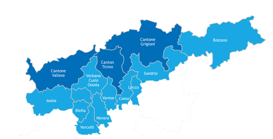 Area di programma di Interreg Italia-Svizzera (cartina)