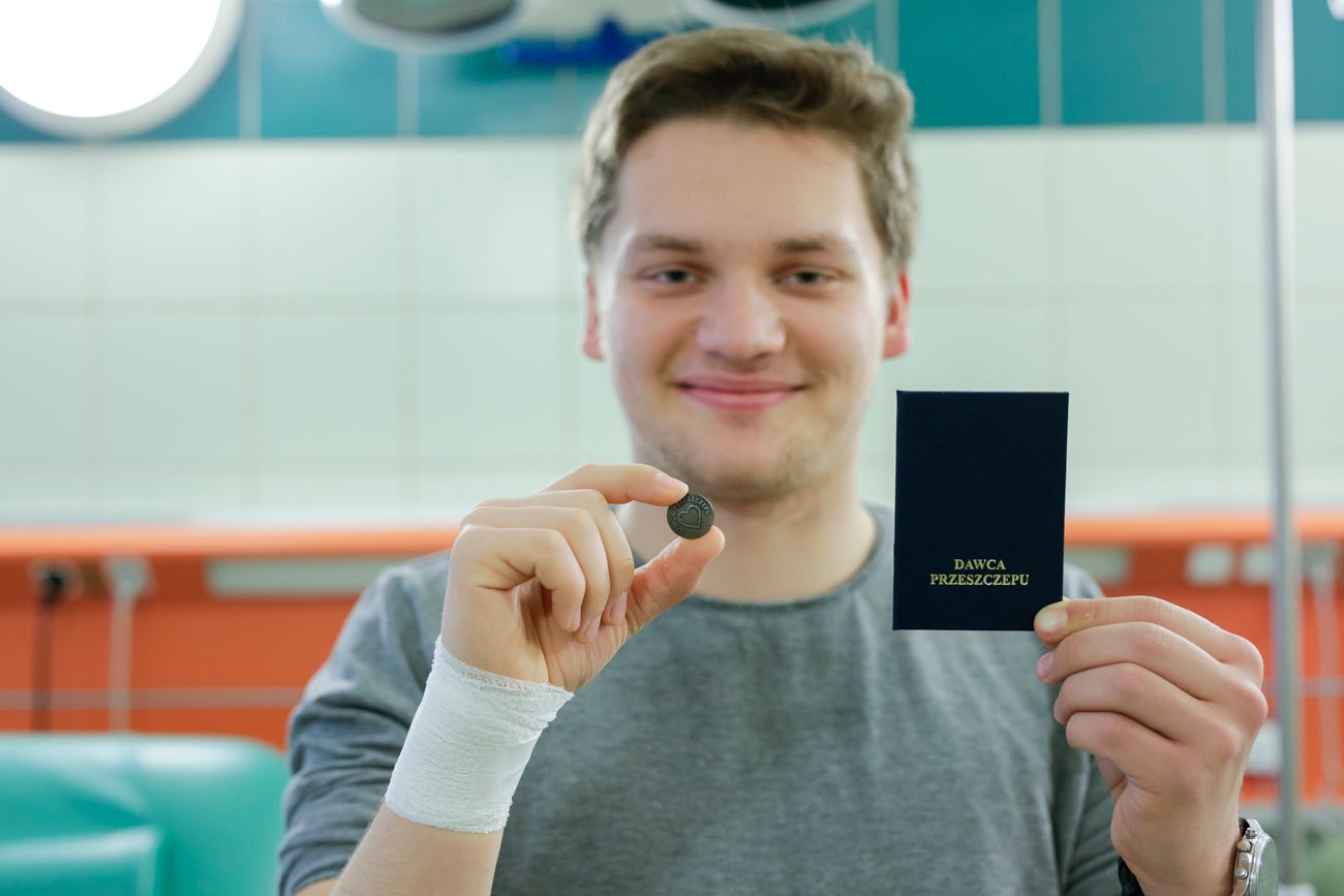 Damian Dawca szpiku tuż po pobraniu