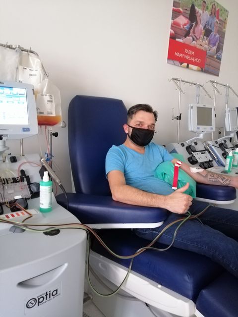 Paweł oddał komórki macierzyste potrzebującemu przeszczepienia Pacjentowi.
