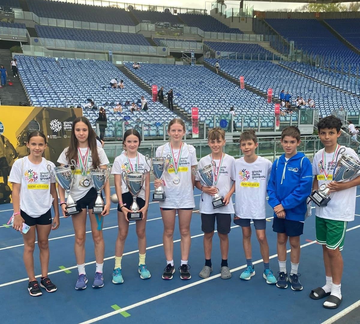 Sono state sette le medaglie conquistate dalla delegazione regionale di studentesse e studenti presenti all'edizione 2025 dei Giochi della Gioventù disputati allo Stadio Olimpico di Roma. (Foto: USP) 