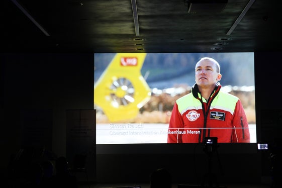 I tre ricercatori sono stati presentati tramite un video. Nella foto, Simon Rauch (Foto: ASP/Silvia Fabbi)