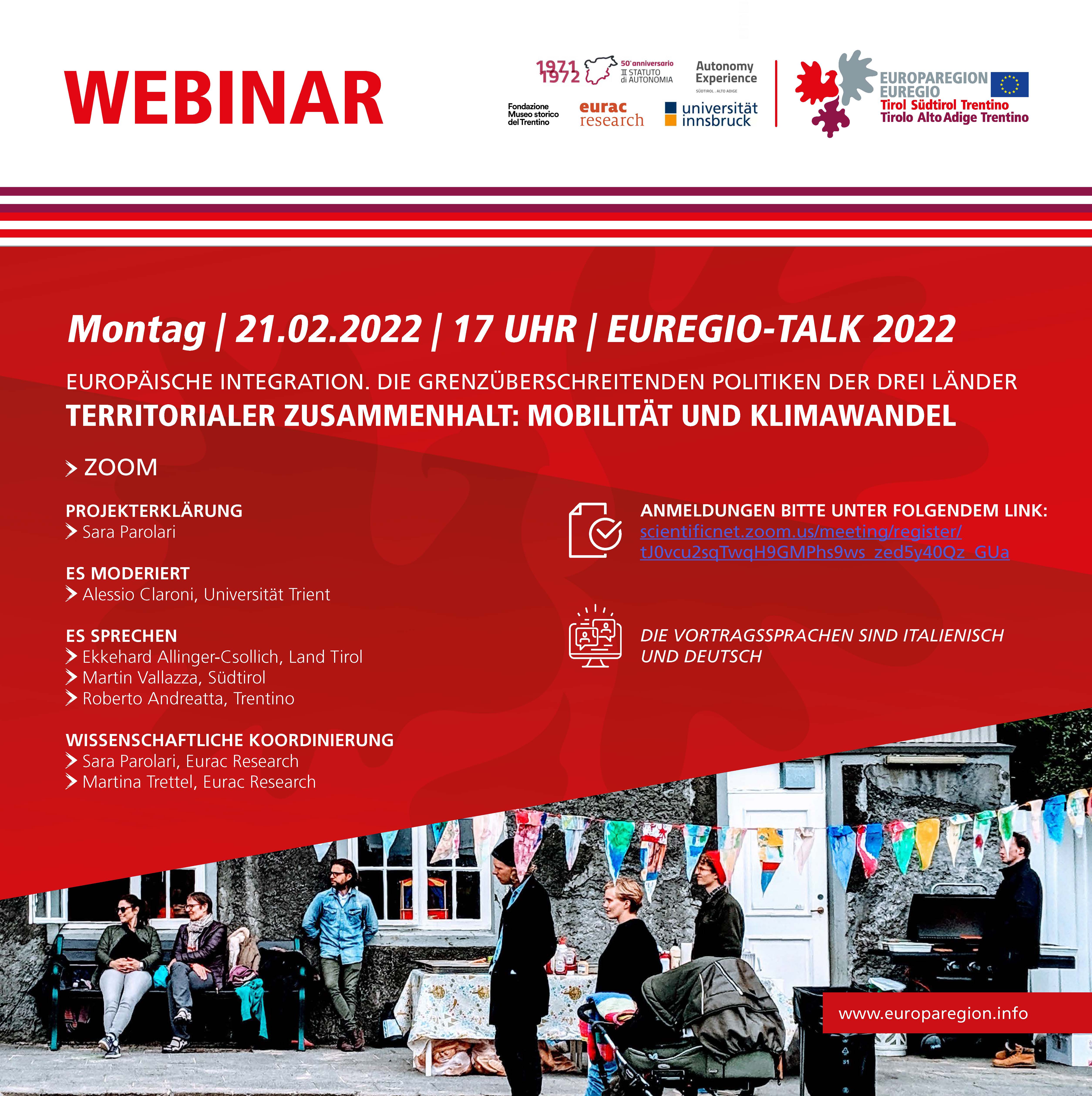 Mit einem Webinar zu Mobilität und Klimawandel und den Mobilitätsplanern der drei Euregio-Länder beginnt am Montag eine Veranstaltungsreihe zu Themen der europäischen Integration und zur territorialen und grenzüberschreitenden Zusammenarbeit. 