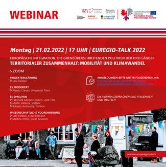 Mit einem Webinar zu Mobilität und Klimawandel und den Mobilitätsplanern der drei Euregio-Länder beginnt am Montag eine Veranstaltungsreihe zu Themen der europäischen Integration und zur territorialen und grenzüberschreitenden Zusammenarbeit. 