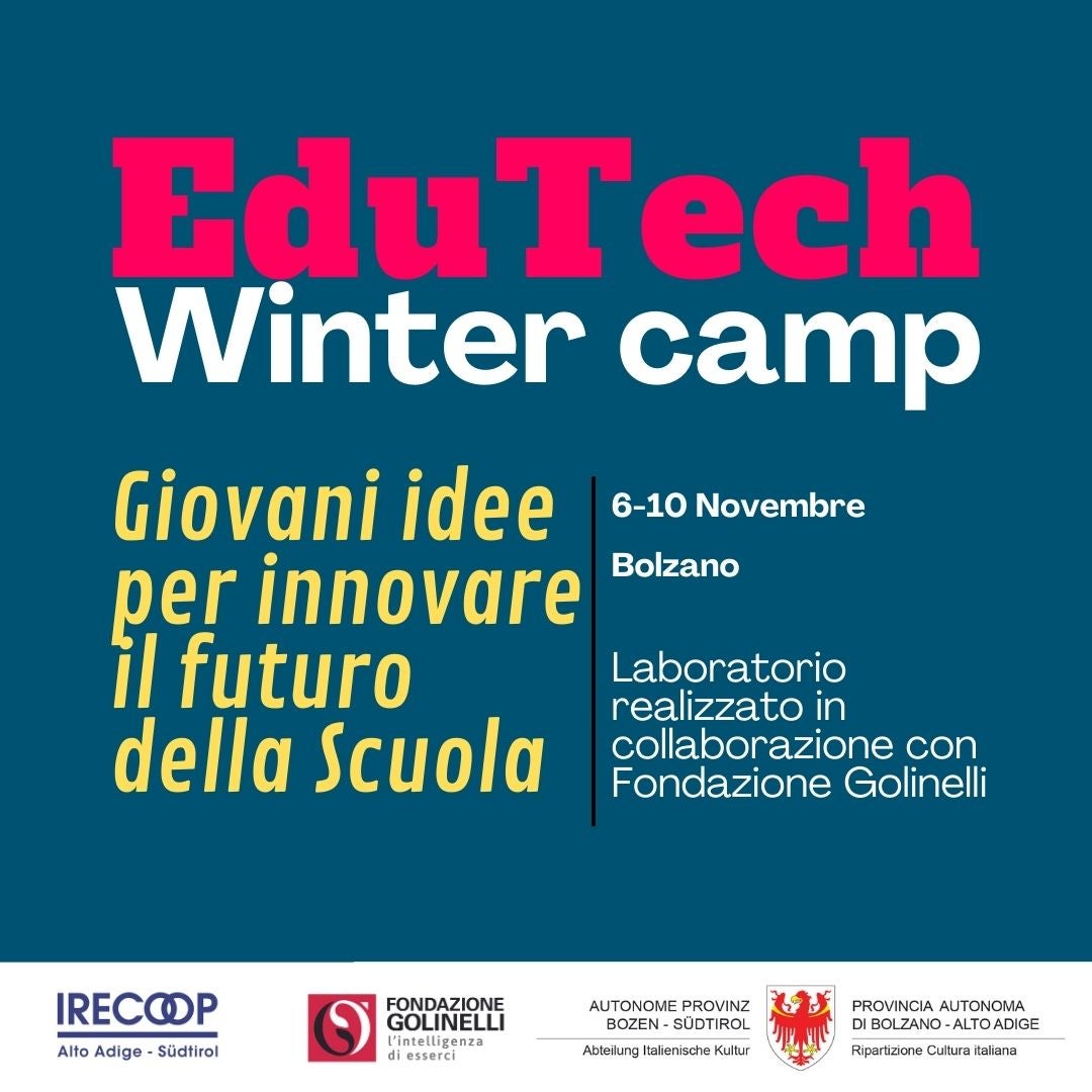 EduTech Winter camp, dal 6 al 10 novembre a Bolzano gli studenti delle scuole superiori condivideranno idee innovative sul futuro della scuola in collaborazione con esperti della Fondazione Golinelli (Foto: ASP/Politiche giovanili)