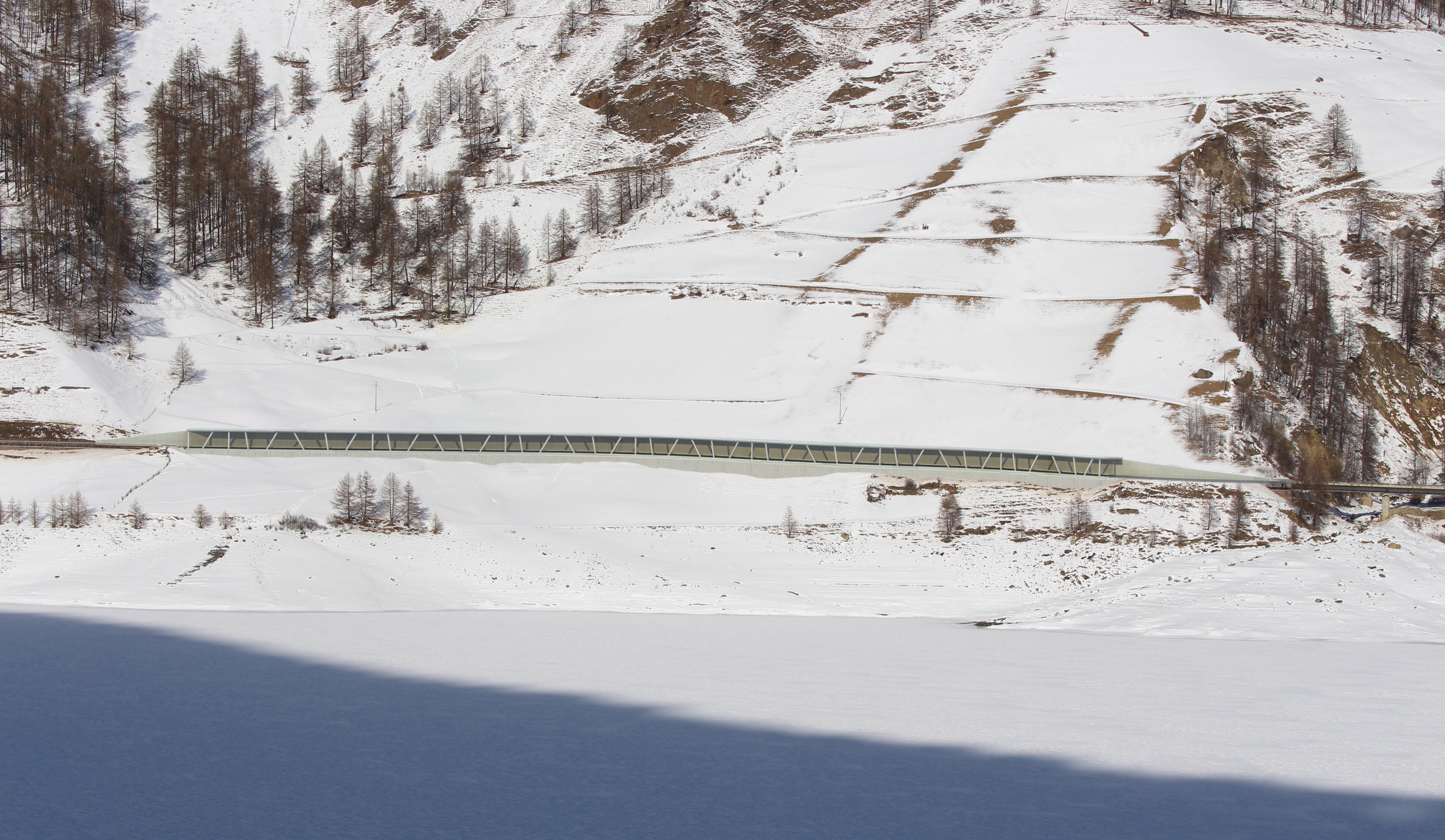  Auf 325 Metern soll die Landesstraße in Vernagt im Schnalstal durch eine Galerie geschützt werden. Die Landesregierung hat die technischen Daten und die Investitionssumme für das Vorhaben angepasst. (LPA/Landesabteilung Tiefbau)