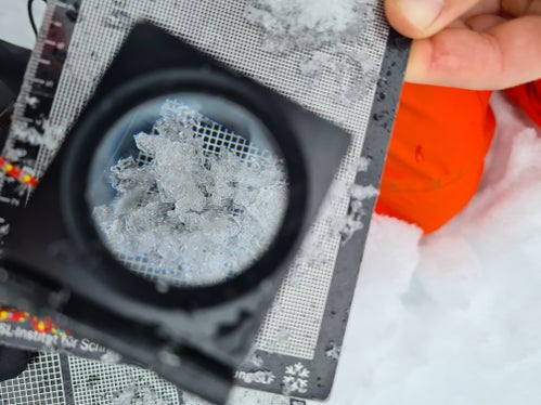 Becherkristalle unter der Lupe: In wöchentlichen Blogs haben die Mitarbeiterinnen und Mitarbeiter des Lawinenwarndienstes die Schnee- und Lawinensituation sowie Lawinenunfälle anhand von Stationsdaten, Schneedeckenuntersuchungen und mit Bildern erklärt. (Foto: LPA/Lawinenwarndienst Südtirol)