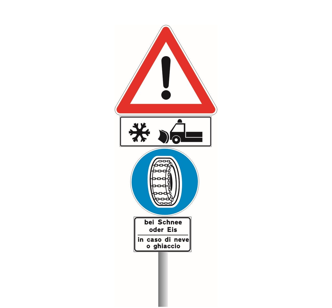 Am Freitag wird Schnee bis in die Tallagen erwartet. Der Landesrat für den Bevölkerungsschutz und den Tourismus Arnold Schuler ruft auch alle Gäste und Touristen dazu auf, die Fahrzeuge mit Winterausrüstung auszustatten. (Foto: LPA/Landesstraßenbeschilderungsdienst)