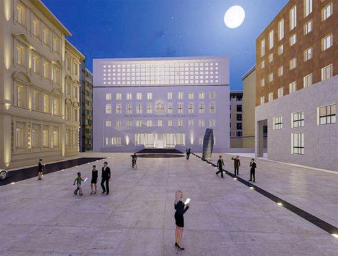 Il rendering del Palazzo del Consiglio provinciale in piazza Silvius Magnago 6 a Bolzano con la prevista sopraelevazione di due piani. (Foto: ASP/Ripartizione Patrimonio)