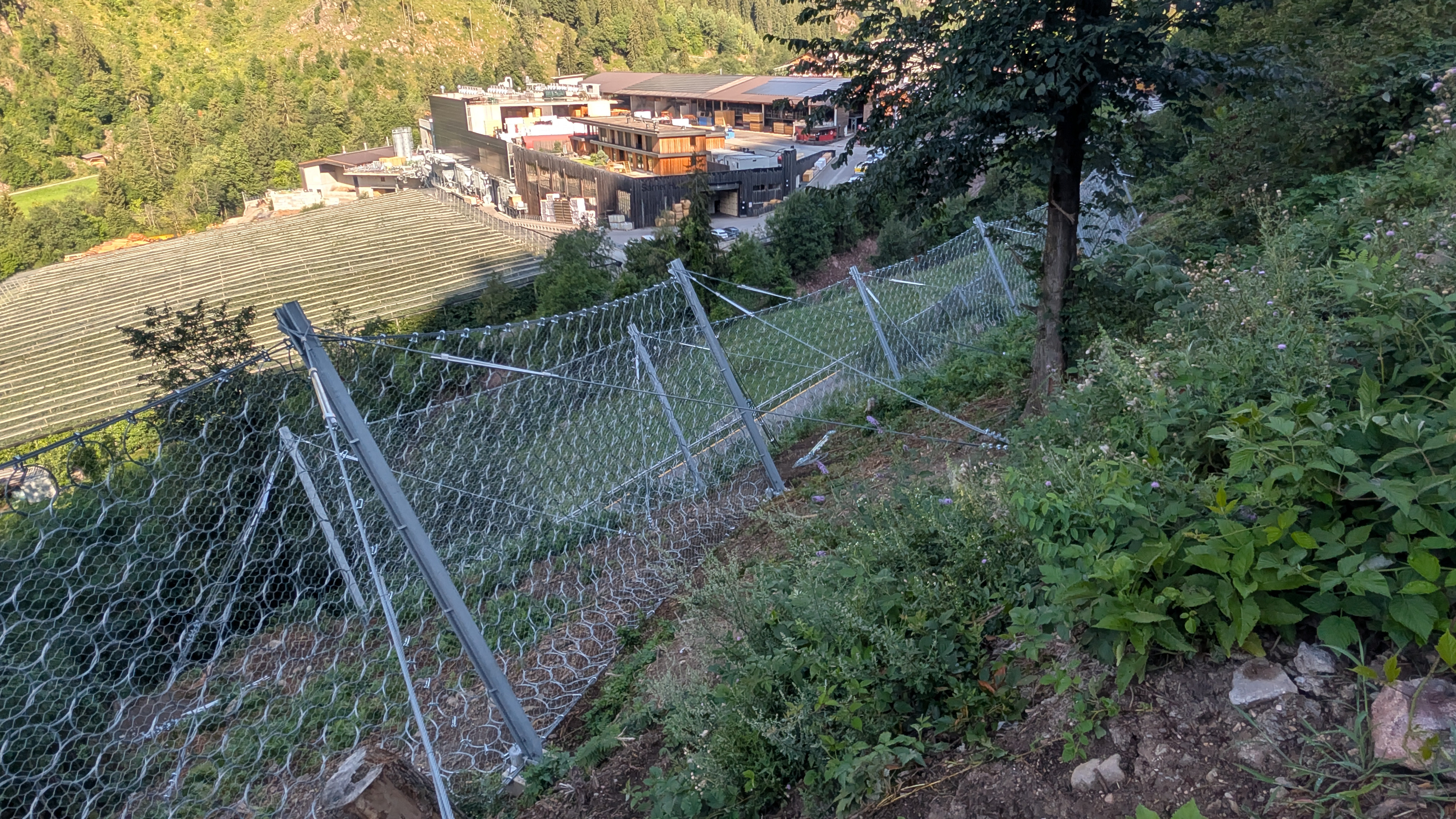 Zwischen Bozen und dem Sarntal laufen Arbeiten zur Errichtung von Steinschlagschutzbarrieren oberhalb der Sarntaler Straße und der Penser-Joch-Straße (SS 508). Ziel ist die Verringerung des Steinschlagrisikos im Abschnitt zwischen Kilometer 15+300 und 15+900. (Foto: LPA/Ressort Infrastrukturen und Mobilität)