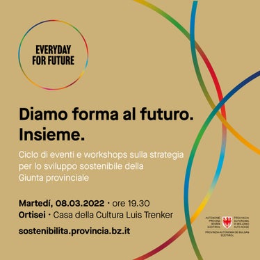 Il programma della prima serata informativa sulla sostenibilità che si svolgerà l'8 marzo ad Ortisei (Foto: ASP) 