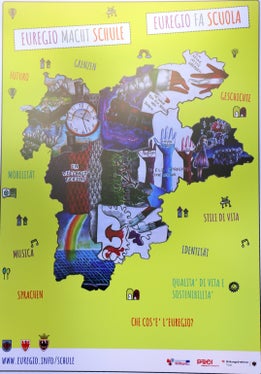 Eines der Gewinnerplakate bei der diesjährigen zweiten Ausgabe des Projekts Euregio macht Schule. (Foto: Land Trentino/Matteo Rensi)
