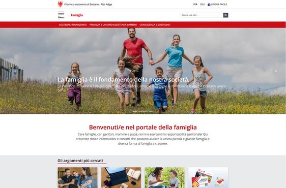  Da mercoledì 15 maggio il portale della famiglia (https://famiglia.provincia.bz.it) presenterà una veste grafica rinnovata (Foto: ASP)