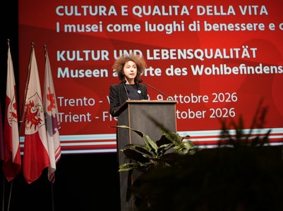 Elisa Bertò del Segretariato generale dell’Euregio ha evidenziato l’importanza di fare rete per gli enti museali. (Foto: Euregio/Armin Gluderer)