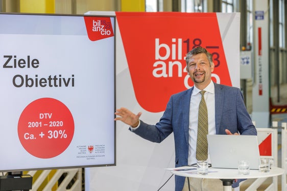 "Mit neuer Infrastruktur und den bereits bestellten 15 neuen Zügen wollen wir das Umsteigen leicht machen, Zeit einsparen helfen und eine Durchbindung der Bahn nicht nur in Südtirol, sondern über die Grenzen hinausschaffen", erklärte Mobilitätslandesrat Alfreider. (Foto: LPA/Tiberio Sorvillo) 