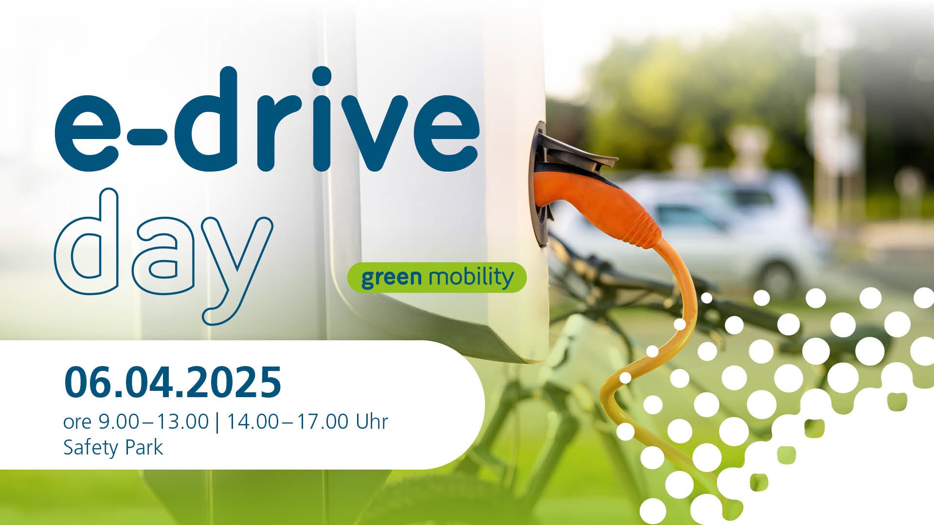 Sabato 6 aprile al Safety Park di Vadena si terrà l'e-drive day. (Grafica: STA)