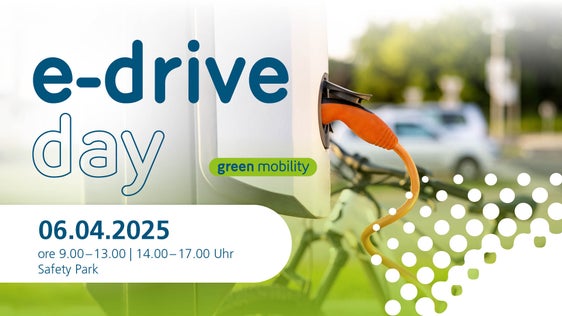 Sabato 6 aprile al Safety Park di Vadena si terrà l'e-drive day. (Grafica: STA)