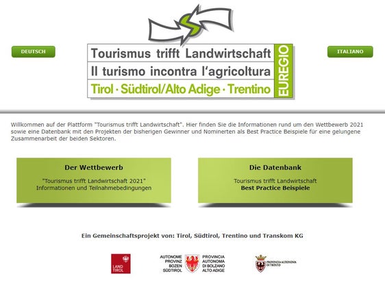 La pagina web dedicata al concorso "Il turismo incontra l'agricoltura"