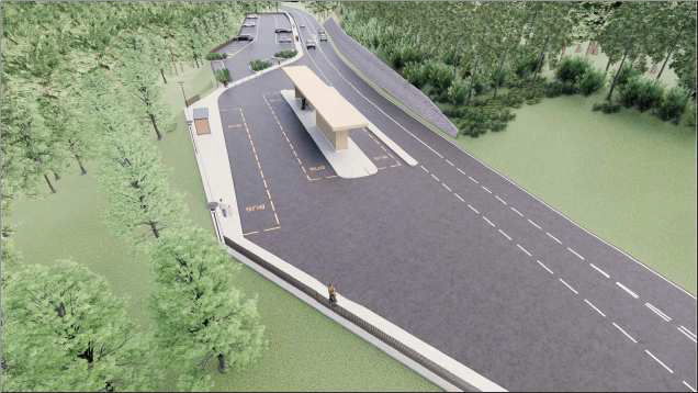 Il progetto della nuova fermata dell'autobus a Ponte Nova (Foto: ASP/Ufficio tecnico strade Centro-Sud)