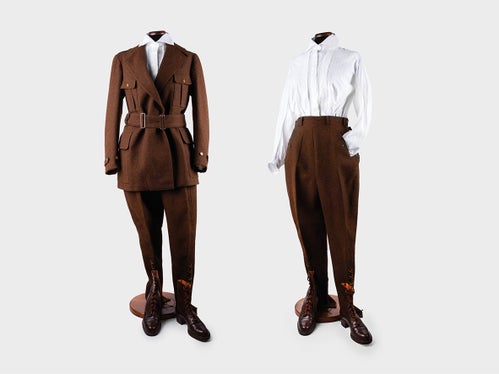 Il contributo del Museo delle Donne di Merano è costituito da un paio di pantaloni da alpinismo per donne risalenti al periodo 1900/1910: i pantaloni sono il simbolo tangibile della lotta delle donne per la parità. (Foto: USP/Associazione musei altoatesini/Museo delle Donne)