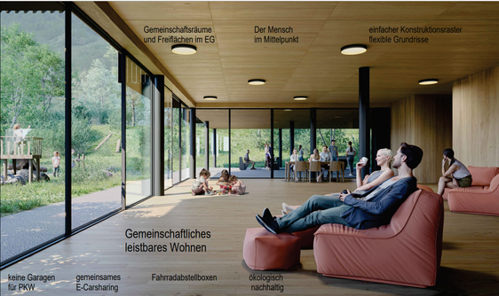 Il concetto di comunità è una priorità assoluta nel condominio che verrà costruito a Bressanone dalla prima Fondazione edilizia no profit dell'Alto Adige. (Foto: USP/Architetto Wolfgang Meraner)