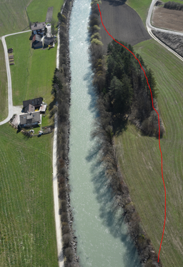 Come apparirà in futuro il fiume Rienza una volta terminati i lavori di allargamento dell'alveo nei pressi di Chienes? Questa à una simulazione riprodotta fedelmente dal direttore dei lavori Michael Baumgartner. (Foto: ASP/Ufficio sistemazione bacini montani est/Michael Baumgartner)