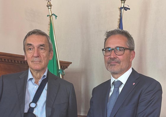 Der Kabinettschef von Justizminister Carlo Nordio, Antonio Mura (links), empfing am 16. Juli, Landeshauptmann Arno Kompatscher, zu einer Aussprache in Rom. (Foto: LPA)
