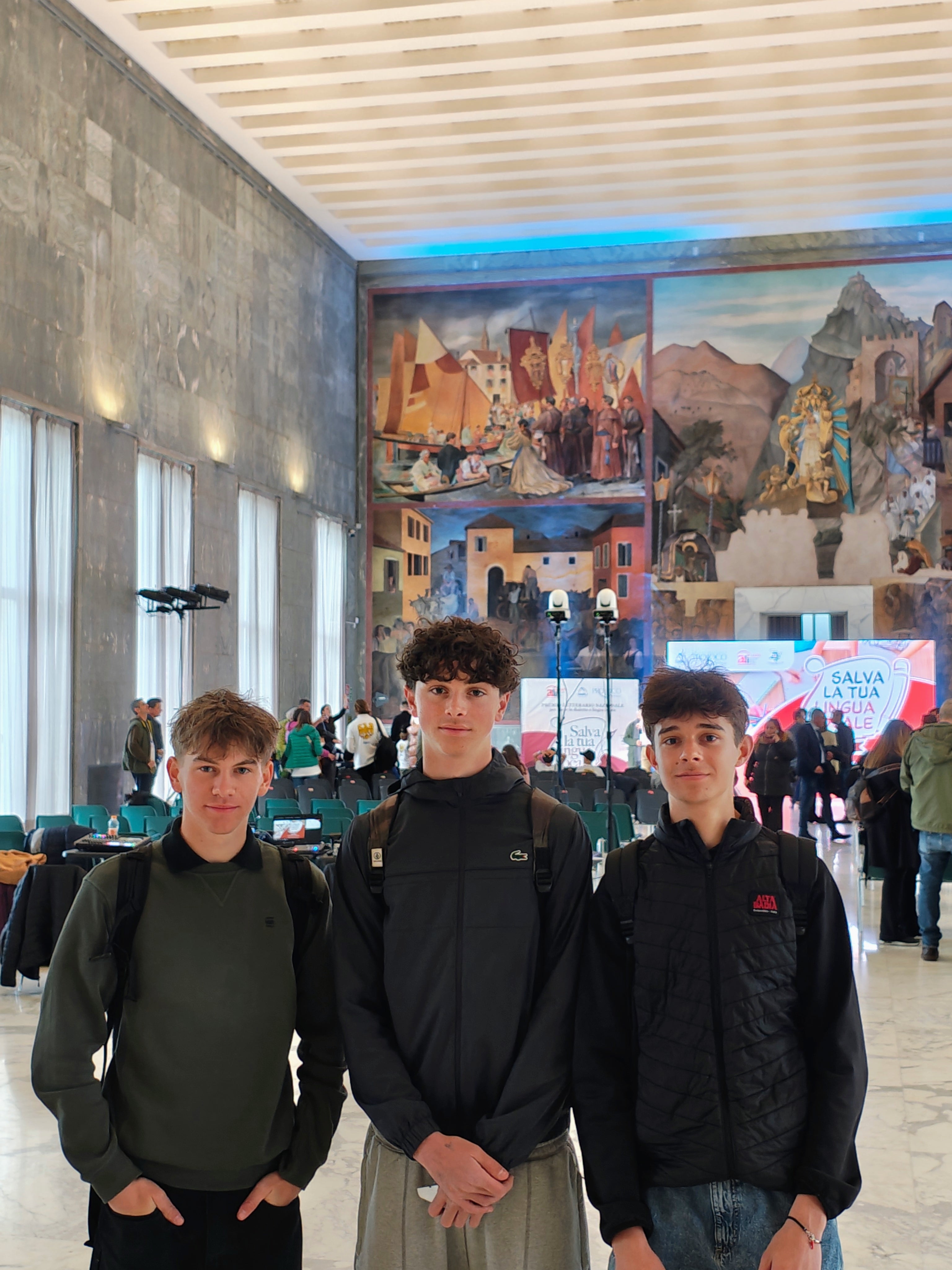 (da man ciampa a man dërta): Samuel Pizzinini, Edoardo Alfarei y Mark Planinschek (Foto: USP)

