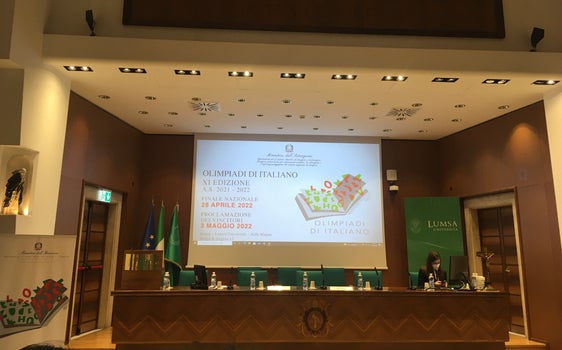 Die Aula Magna del Universtà LUMSA in Rom, wo das Finale der Italienischolympiade ausgetragen wurde (Foto: LPA/Cristina Corbetta)