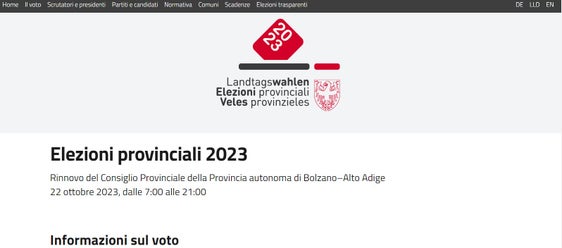Il portale internet sulle elezioni provinciali 2023 è online, in quattro lingue (Foto: ASP)