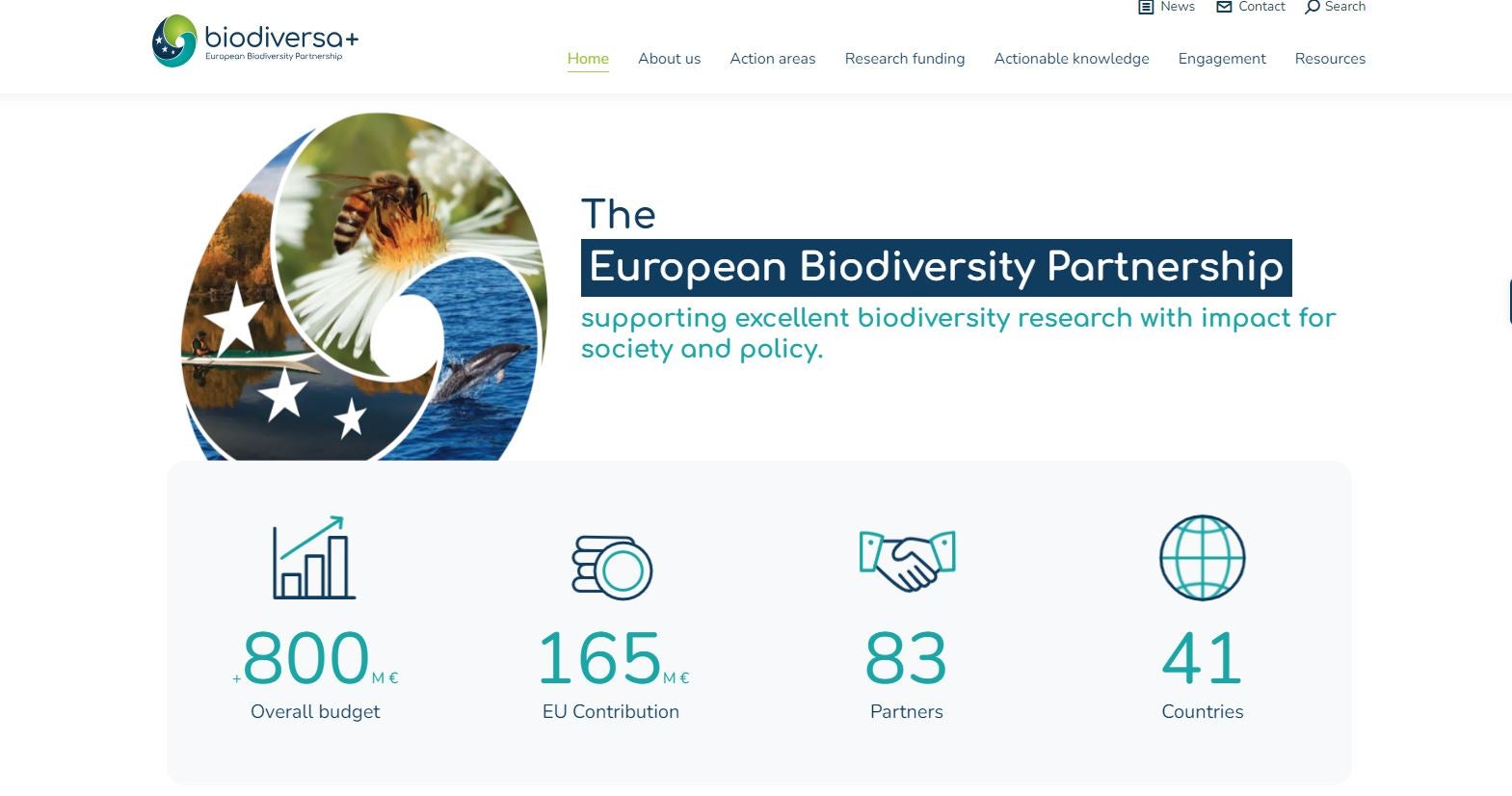 Rund 40 Millionen Euro stehen über das Netzwerk Biodiversa+ für Forschungsprojekte zum Bereich Biodiversität und transformativer Wandel bereit. (Screenshot Webseite Biodiversa+)