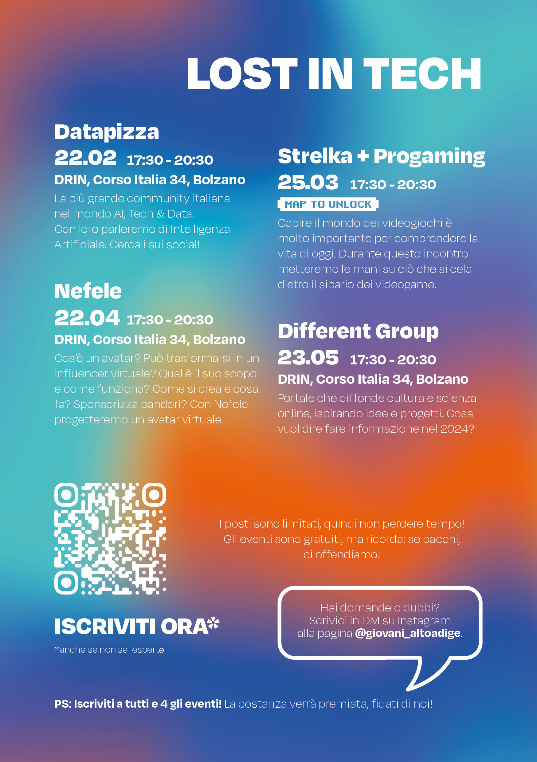 L'Ufficio Politiche giovanili fa il punto sui temi del futuro insieme ai giovani altoatesini. Lost in tech è la serie di quattro incontri tematici al via da febbraio. Aperte le iscrizioni (Foto: ASP/Ufficio Politiche giovanili)