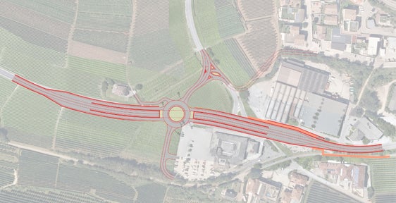 Lageplan: Rot markiert der neu geplante Kreuzungsbereich (Foto: LPA/Landesabteilung Tiefbau)  