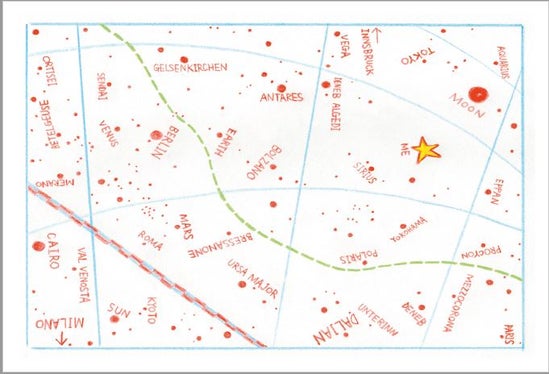 Atlas (free) di Masatoshi Noguchi è una delle opere d'arte distribuite sotto forma di cartoline nelle biblioteche dell'Alto Adige nell'ambito del progetto Positions of Belonging. (Fonte: Biblioteca Provinciale Teßmann)