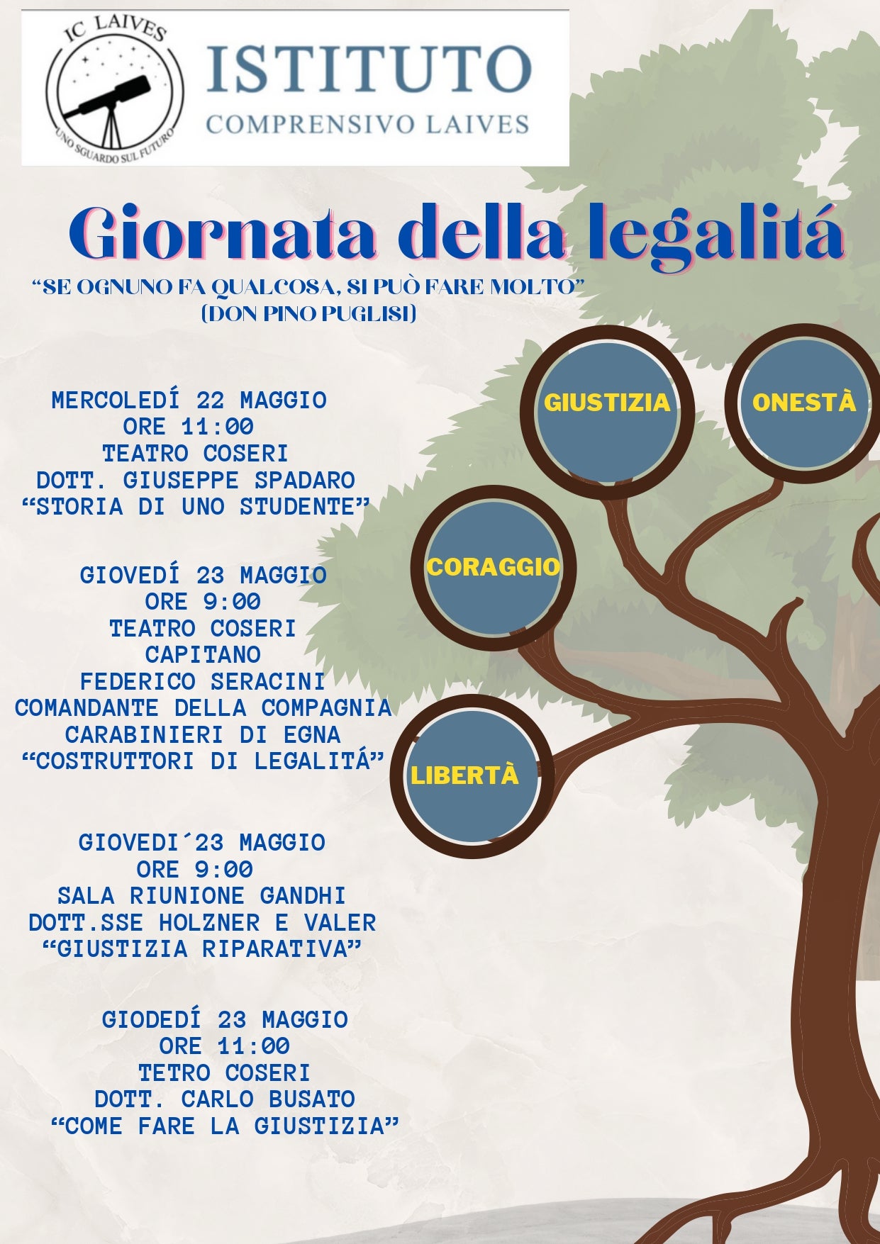 Am 22. und 23. Mai gibt es am italienischen Schulzentrum in Leifers zahlreiche Veranstaltungen, um die Schüler für Rechtmäßigkeit und Regeln zu sensibilisieren (Foto: LPA/Istituto comprensivo Leifers)