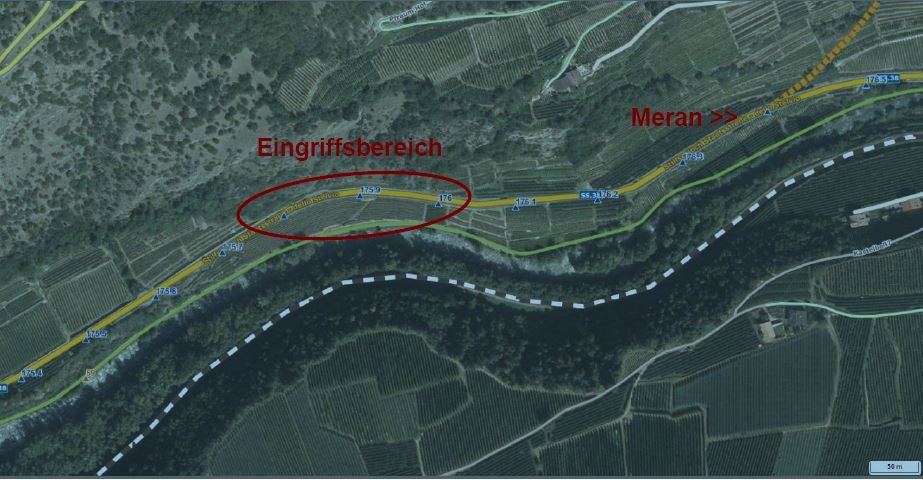 La Giunta ha approvato oggi (26 aprile) le caratteristiche tecniche della galleria paramassi che sarà realizzata lungo la strada statale a Laces in località Stretta di Laces (Latschander)  - Foto: ASP/Ufficio strade Ovest