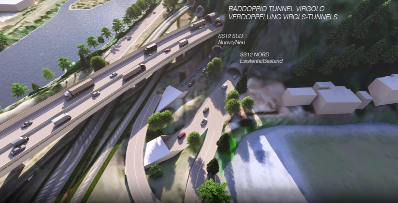L'obiettivo della progettazione è ottimizzare il flusso del traffico nell'area urbana del Virgolo e migliorare il collegamento con la città. (Rendering: Ripartizione Infrastrutture)