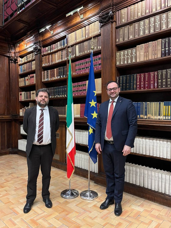 Oggi (27 marzo) il vicepresidente della Provincia Marco Galateo ha partecipato ad un incontro istituzionale al Ministero della Cultura con Emanuele Merlino (a sinistra), capo della segreteria tecnica del Ministero (Foto: ASP/Dipartimento Cultura italiana)
